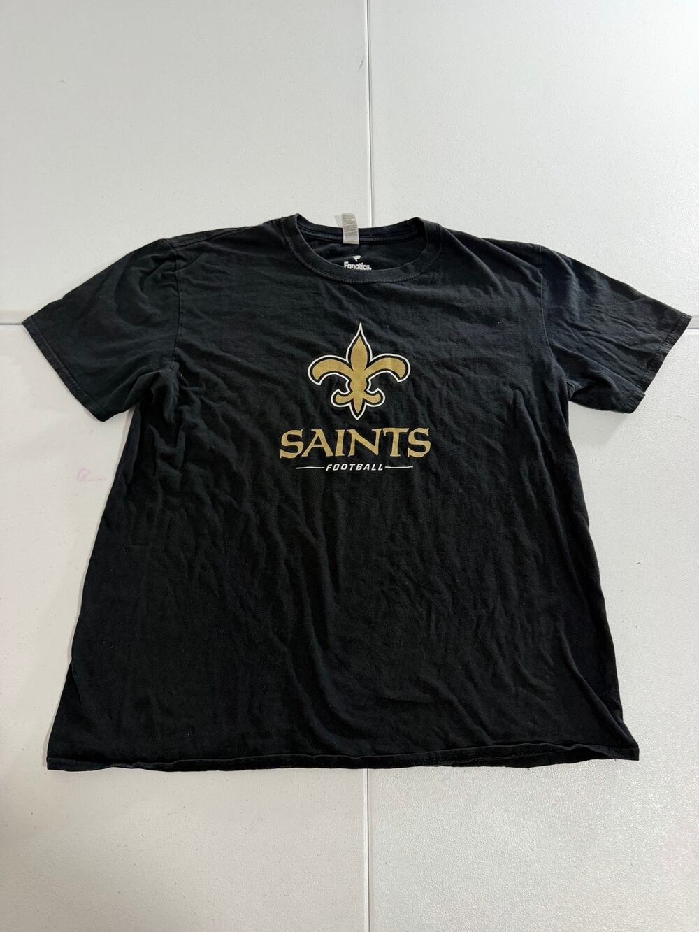 New Orleans Saints Fanatics T-Shirt Mens Large Black Fleur De Lis NFL Football